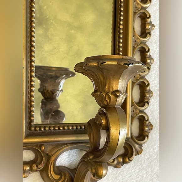 Vintage Homco Dart Wall Sconce Candle Holder Smoky Mirror gold tone - Picture 6 of 12